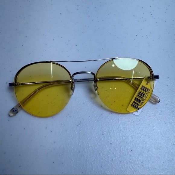Garrett Leight Yellow Lens Sunglasses Beaumont Sun BS-CH Round main image 7